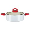 Oala ceramica cu capac Hausberg HB-H714AB, manere silicon, 4 l, 24x10.2 cm, Alb