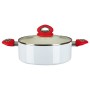 Oala ceramica cu capac Hausberg HB-H714AB, manere silicon, 4 l, 24x10.2 cm, Alb