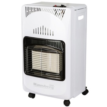 Pachet Soba pe gaz GPL (butelie) Hausberg HB-1010AB, aprindere piezo-electrica, 4.2kW, Alb, Ceas butelie, 1m furtun gaz MN2015 si 2 coliere furtun