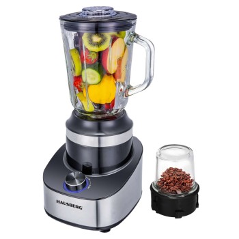 Blender 2 in 1 HAUSBERG HB-7765, 400-500W, 1.5 L, 3 viteze + Pulse, Negru-Inox