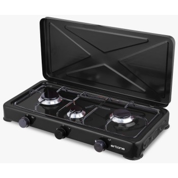Minigaz 3 ochiuri ERTONE MN213NG, emailat, cu capac, alimentare cu butelie gaz GPL