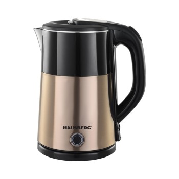 Cana fierbator Hausberg HB-3618AU, 1500 W, 2 L, Baza rotativa 360 grade, Indicator luminos, Oprire automata, Auriu