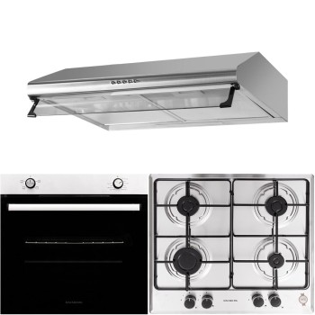Pachet incorporabil Cuptor electric Hausberg HB-8051IN, Clasa A, 76L, 2000W, Negru/Inox, Plita Incorporabila HB-555, 4 arzatoare, Gaz, Inox, Hota incorporabila decorativa HB-1220, Putere de absorbtie 450 m3/h, 2 motoare, 60 cm, Inox