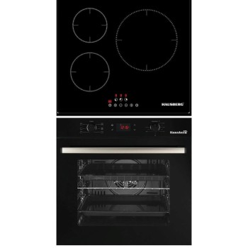 Pachet incorporabil Cuptor electric Hausberg HB-8054NG, Clasa A, volum 71L, ventilatie, Plita Hausberg HB1530, Electrica cu Inductie, putere 6000W, 3 zone de gatit, PowerBoost, 60 cm