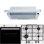 Pachet incorporabil Cuptor electric Hausberg HB-8051IN, Clasa A, 76L, 2000W, Negru/Inox Plita Incorporabila HB-555, 4 arzatoare, Gaz, Inox Hota incorporabila telescopica HB-1280, Putere de absorbtie 280 m3/h, 1 motor, 60 cm, Alb