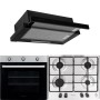 Pachet incorporabil Hausberg Cuptor electric HB-8053IN, 71L, Negru/Inox, Plita Incorporabila HB-555, Gaz, Inox, Hota incorporabila telescopica HB-1285NG, 420 m3/h, 2 motoare, 60 cm