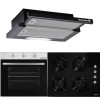 Pachet HAUSBERG Basic Style Black, Cuptor electric Incorporabil HB8052, Clasa A, 71L, 2000W, Negru/Inox, Plita Incorporabila HB563NG, 4 arzatoare, Gaz, Sticla, Negru, Hota incorporabila telescopica HB1285NG, Putere de absorbtie 420 m3/h, 2 motoare