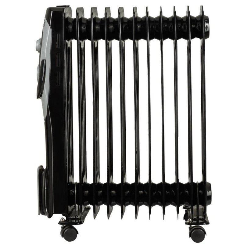 Calorifer electric Hausberg HB-8920NG, 2500 W, 11 elementi, 3 nivele de putere, termostat reglabil, Negru