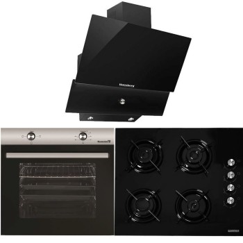 Pachet Cuptor Incorporabil Hausberg HB-8051IN, Electric, 76 l, 4 Functii, Clasa A + Plita incorporabila Hausberg HB-563, Gaz, 4 arzatoare, Negru + Hota Incorporabila decorativa Hausberg HB-2285NG, 60 cm, Filtru aluminiu, Negru