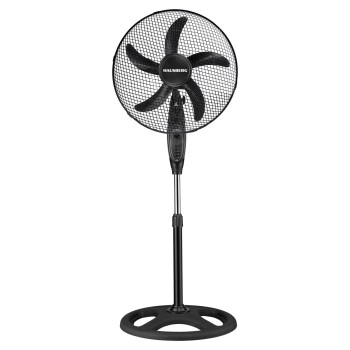 Ventilator cu picior Hausberg HB-5860NG, 55W, 3 viteze, diametru 46 cm, temporizator, negru