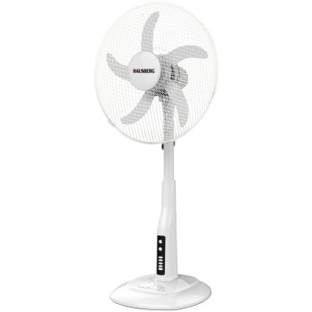 Ventilator cu picior Hausberg HB-5870AB, 55W, 46 cm, 3 viteze, temporizator 60 min, indicator LED, alb