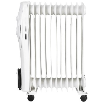 Calorifer electric Hausberg HB-8920AB, 2500 W, 11 elementi, 3 nivele de putere, termostat reglabil, Alb