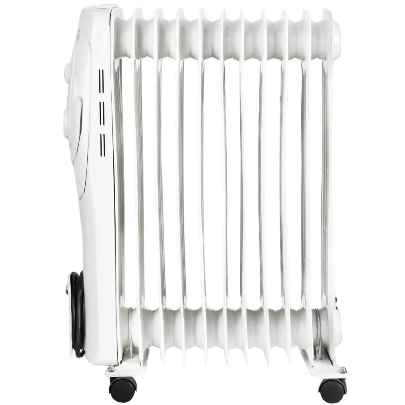 Calorifer electric Hausberg HB-8920AB, 2500 W, 11 elementi, 3 nivele de putere, termostat reglabil, Alb