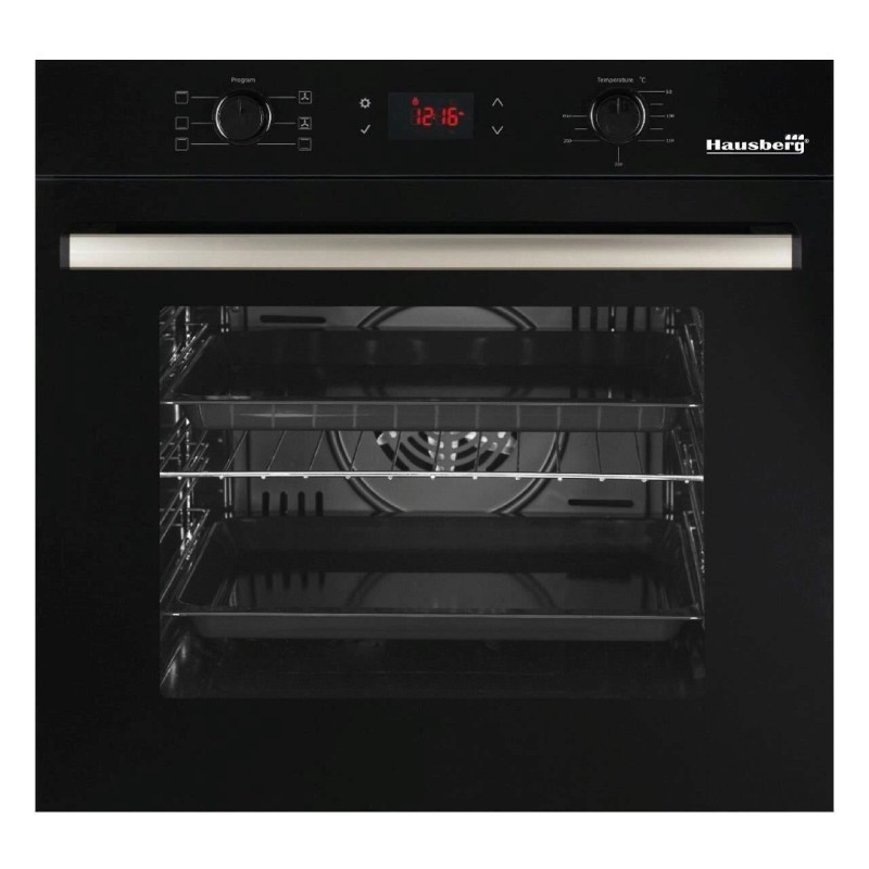 Pachet Incorporabil Hausberg Cuptor electric HB-8054NG, Clasa A, 71L, 2225W, Negru, Plita Incorporabila HB-563NG, 4 arzatoare, Gaz, Sticla, Negru