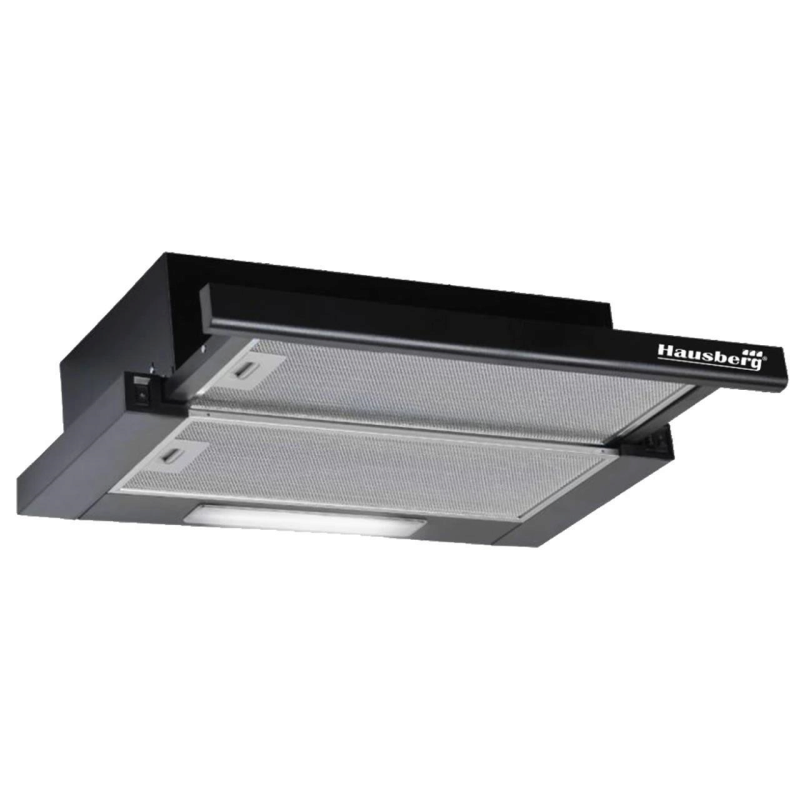 Pachet HAUSBERG Premium Style Black, Cuptor electric Incorporabil HB8054, Clasa A, 71L, 2225W, Negru, Plita Incorporabila HB563NG, 4 arzatoare, Gaz, Sticla, Negru, Hota incorporabila telescopica HB1285NG, Putere de absorbtie 420 m3/h, 2 motoare