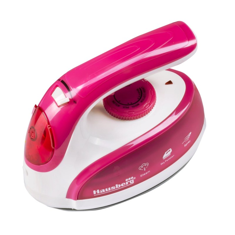 Fier calcat de voiaj Hausberg HB-7910RS, 800-1000W, rezervor de apa 50ml, Rosu-Alb