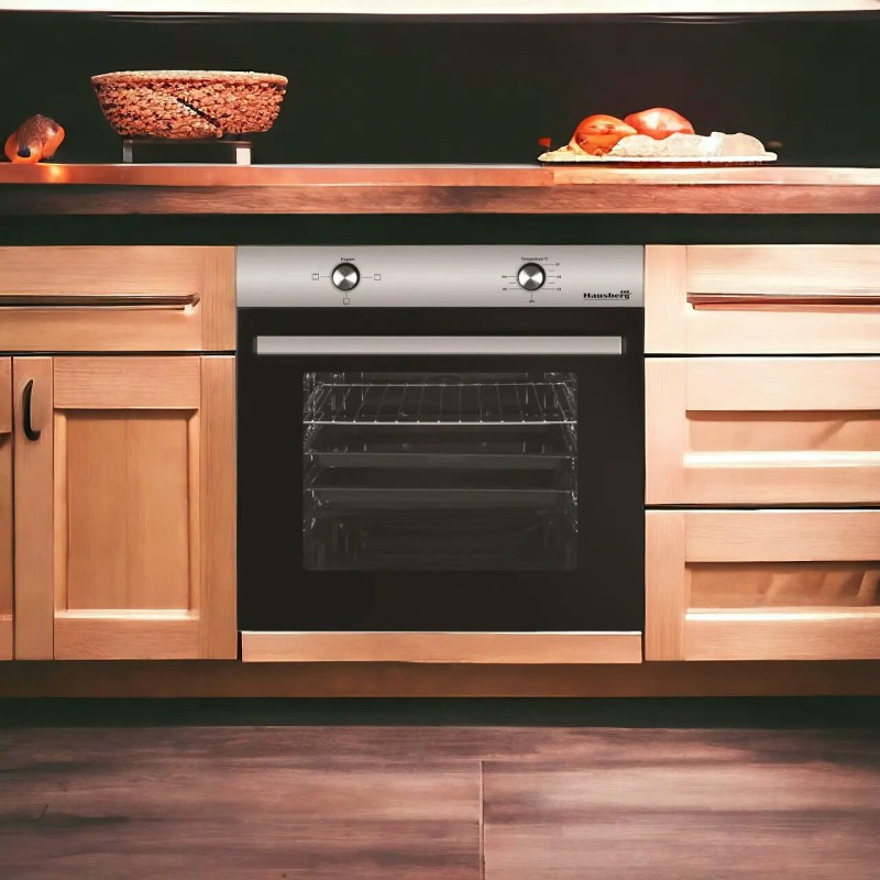 Pachet incorporabil Hausberg cuptor electric HB-8051IN, Putere 2000 W, 76 l, 4 Functii, Plita incorporabila Hausberg HB-556IN, Gaz, 4 arzatoare, Sistem siguranta GAZ, Gratar din fonta, Clasa A, Negru/Inox