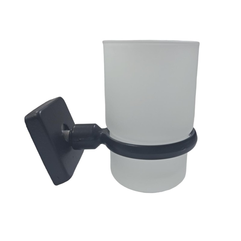 Suport pahar pentru periuta de dinti, metal, negru