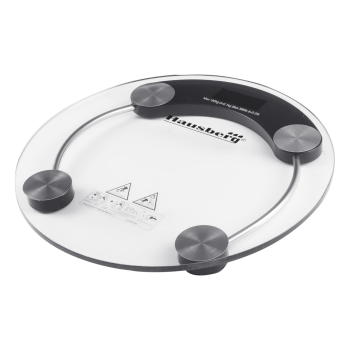 Cantar corporal HAUSBERG HB-6000NG, display LCD, inchidere automata, indicator baterie, 180 kg, Sticla transaparenta, Negru