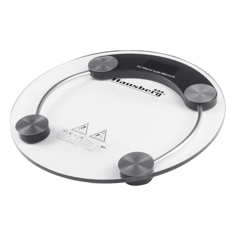 Cantar corporal HAUSBERG HB-6000NG, display LCD, inchidere automata, indicator baterie, 180 kg, Sticla transaparenta, Negru