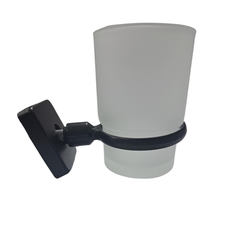 Suport pahar pentru periuta de dinti, metal, negru