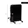 Calorifer electric cu ulei HAUSBERG HB-8925, 3 trepte, 1000-1500-2500 W, 11 elementi 110 mm x 580 mm, termostat reglabil, maner si rotite pentru o deplasare facila, indicator luminos functionare, negru