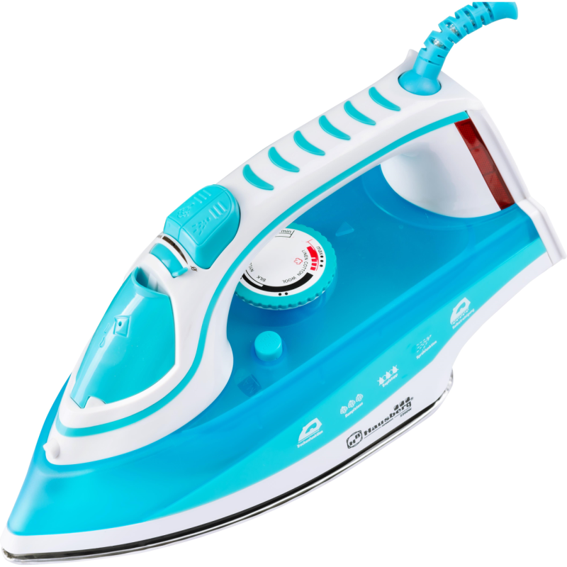 Fier de calcat Hausberg HB-7801BL, talpa ceramica, jet de abur 17g/min, abur pe verticala 25g/min, sistem antipicurare, sistem autocuratare, 2300W