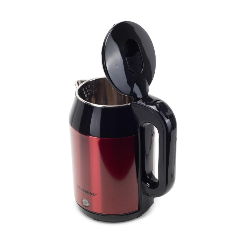 Cana electrica fierbator HAUSBERG HB-3623RS, 1500 - 1800W, capacitate 2.2L, oprire automata, indicator luminous, Rosu-Negru