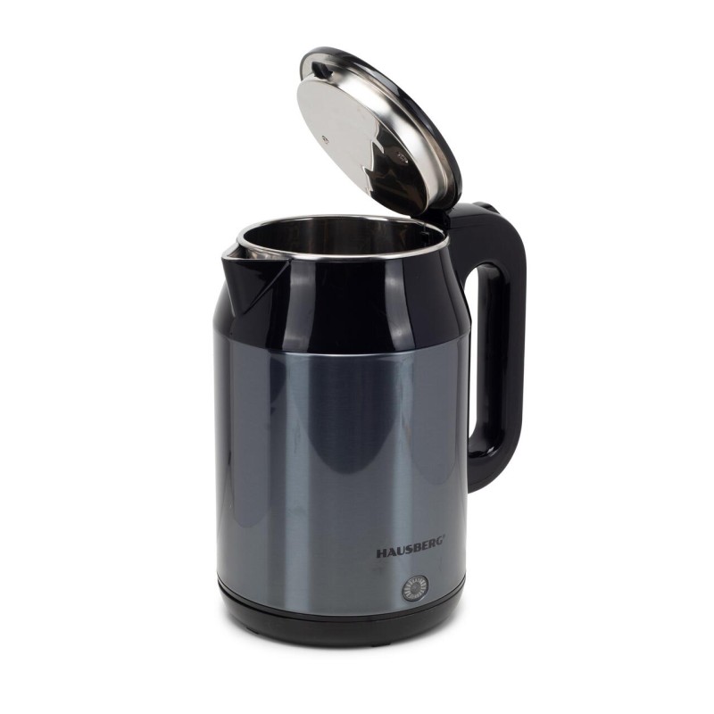 Cana electrica fierbator HAUSBERG HB-3623BL, 1500 - 1800W, capacitate 2.2L, oprire automata, indicator luminous, Bleu-Negru