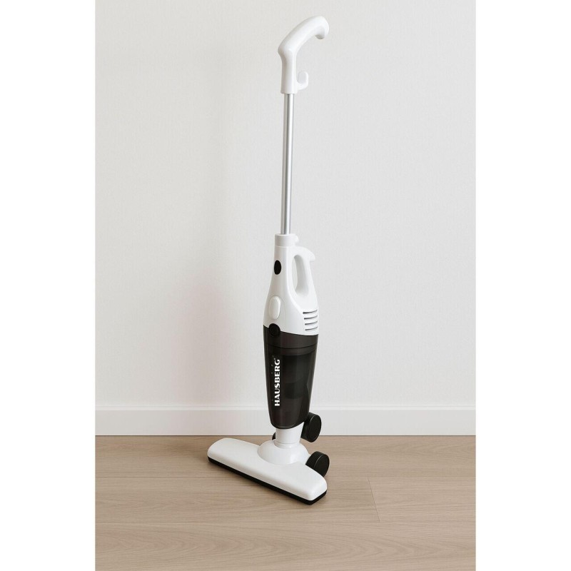 Aspirator vertical 2 in 1 HAUSBERG HB-2025AB, fara sac, aspirare uscata, filtru Hepa, 0.5 L, 600W, Alb-Negru