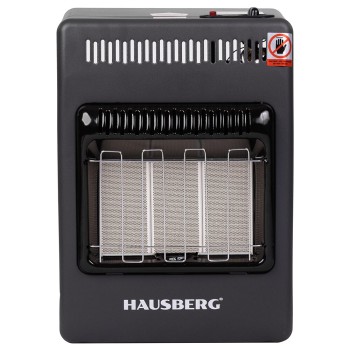 Mini Soba pe gaz GPL Hausberg HB-1023NG, aprindere piezo-electrica, 3 placi de incalzire ceramic putere totala 4.2kW, sistem de oprire automata a gazului, Negru