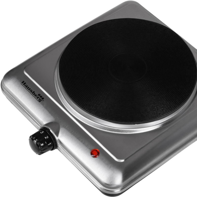 Plita electrica Hausberg cu 1 arzator,1500 W,termostat, Inox
