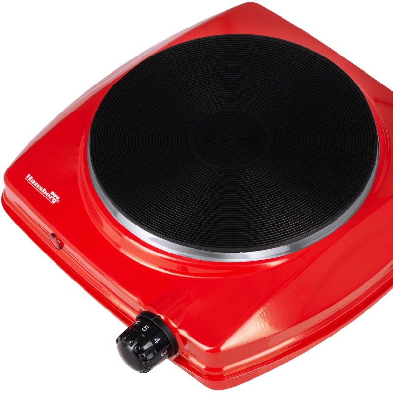 Plita electrica Hausberg HB-519RS, Rosu, 1 arzator, Putere 1500W, Termostat