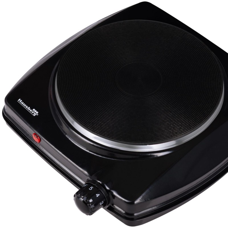 Plita electrica Hausberg HB-519NG, Negru, 1 arzator, Putere 1500W, Termostat