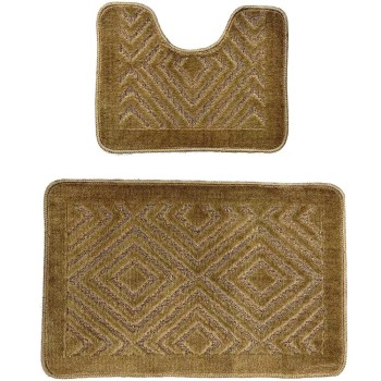 Set 2 covoare baie HAUSBERG HB-H435MR, material textil, 46x72/46x35 cm, Maro