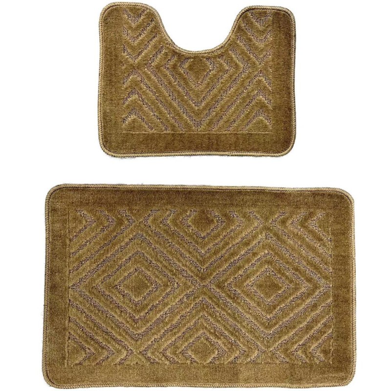 Set 2 covoare baie HAUSBERG HB-H435MR, material textil, 46x72/46x35 cm, Maro