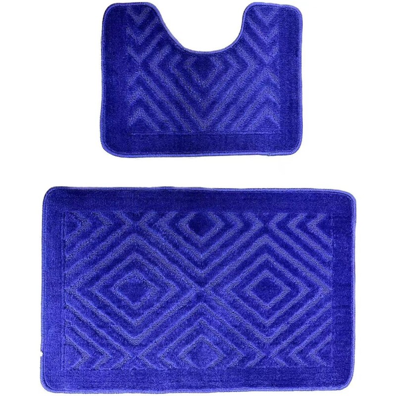 Set 2 covoare baie HAUSBERG HB-H435BL, material textil, 46x72/46x35 cm, Albastru