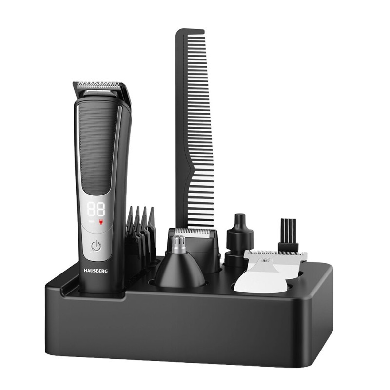 Set aparat de tuns profesional HAUSBERG HB-76GR, accesorii, autonomie 120 min, 5W, afisaj LCD