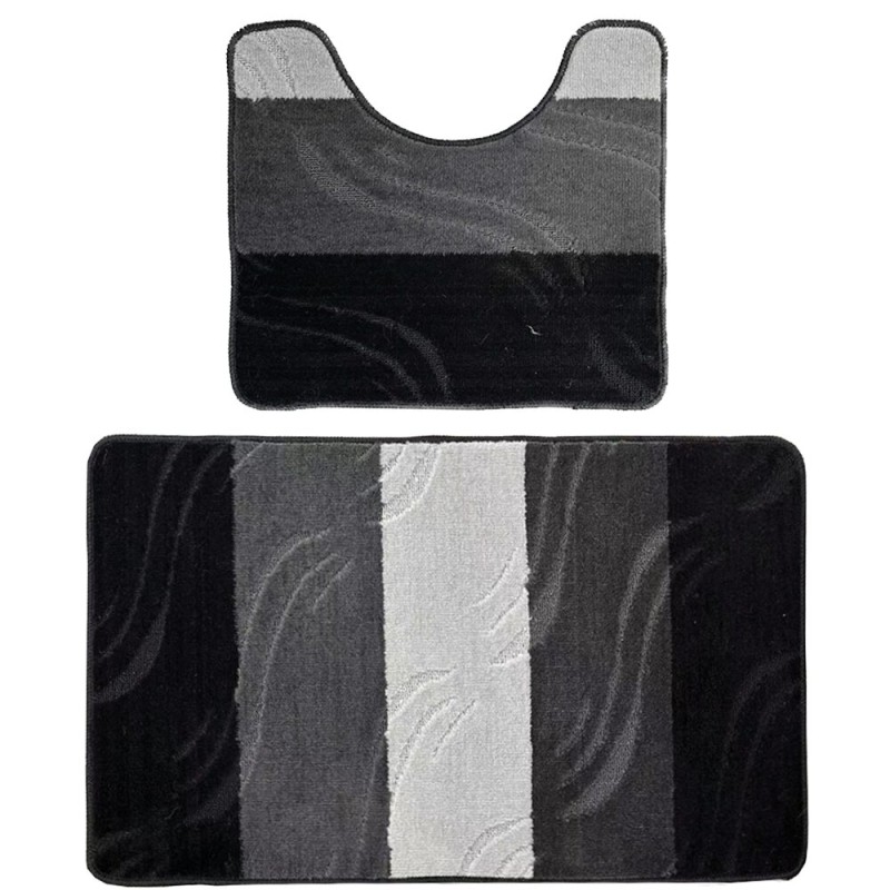 Set 2 covoare baie HAUSBERG HB-H437GR, material textil, 57x100/57x50 cm, Gri