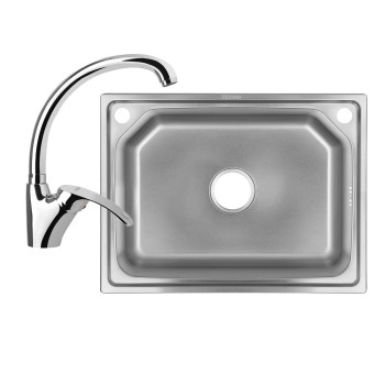 Pachet Chiuveta Bucatarie Sanitec SN9026, pentru blat 60X43 cm , anticalcar, baterie Sanitec SN2005 monocomanda, Inox