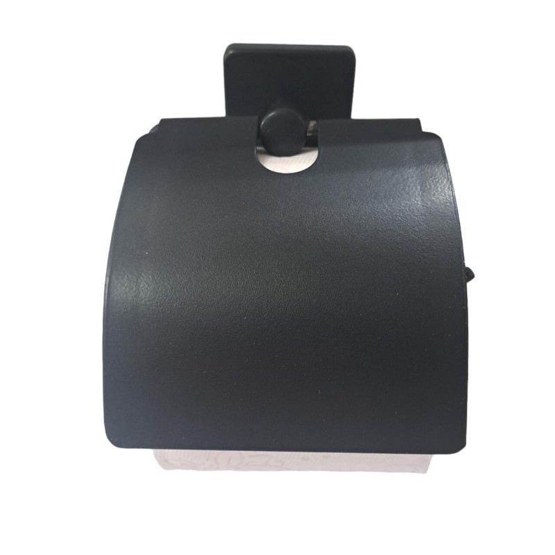 Suport pentru hartie igienica, cu clapeta, negru