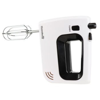 Mixer de mana Hausberg HB-4120NG, 300W ,5 viteze, Functie Turbo, Teluri si carlige metalice, Negru/Alb