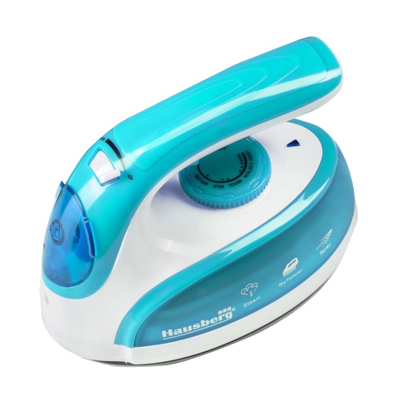 Fier calcat de voiaj Hausberg HB-7910BL, 800-1000W, rezervor de apa 50ml, Bleu