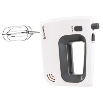 Mixer de mana Hausberg HB-4120AB, 300W ,5 viteze, Functie Turbo, Teluri si carlige metalice, Alb/Gri