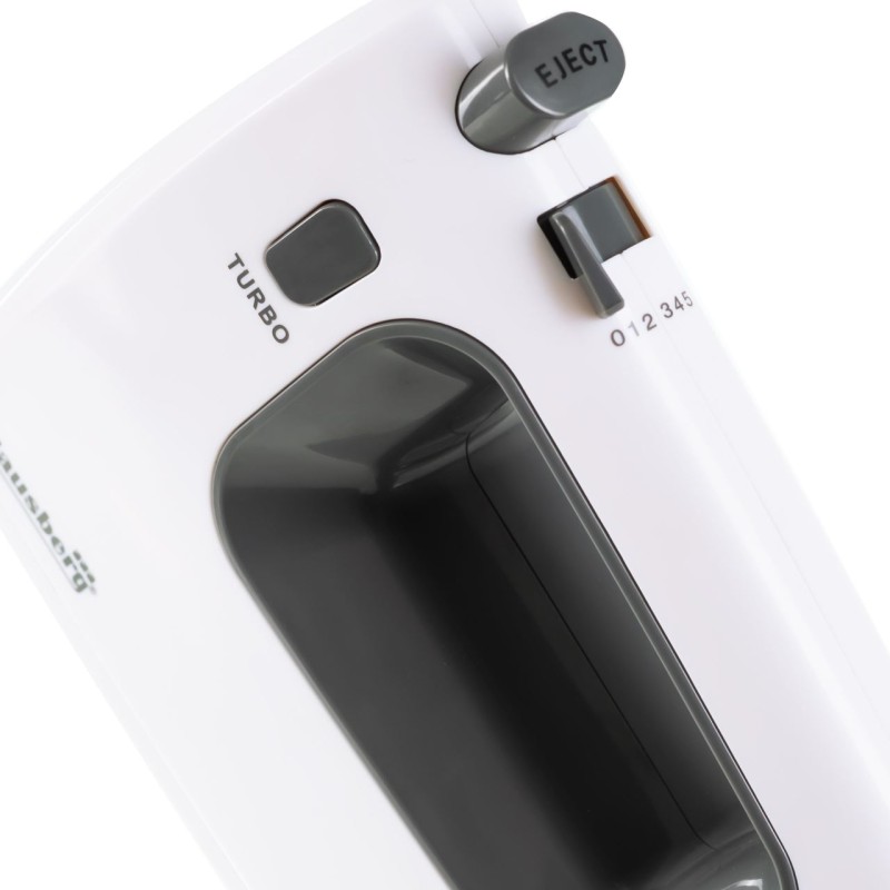 Mixer de mana Hausberg HB-4120AB, 300W ,5 viteze, Functie Turbo, Teluri si carlige metalice, Alb/Gri