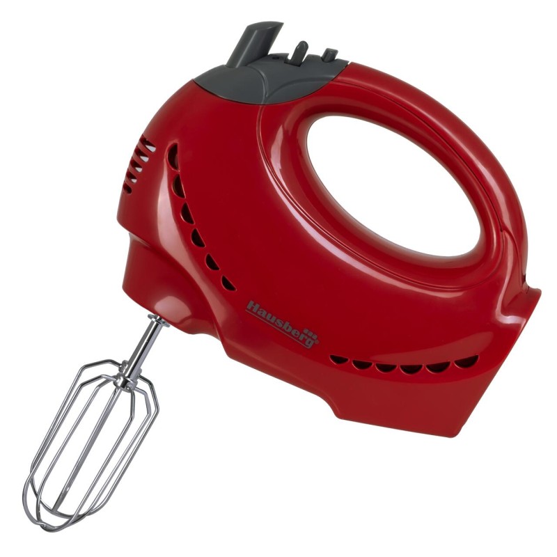 Mixer cu bol rotativ Hausberg HB-3519RS, 5 Viteze + turbo, Capacitate 2L, Putere 300W, Rosu