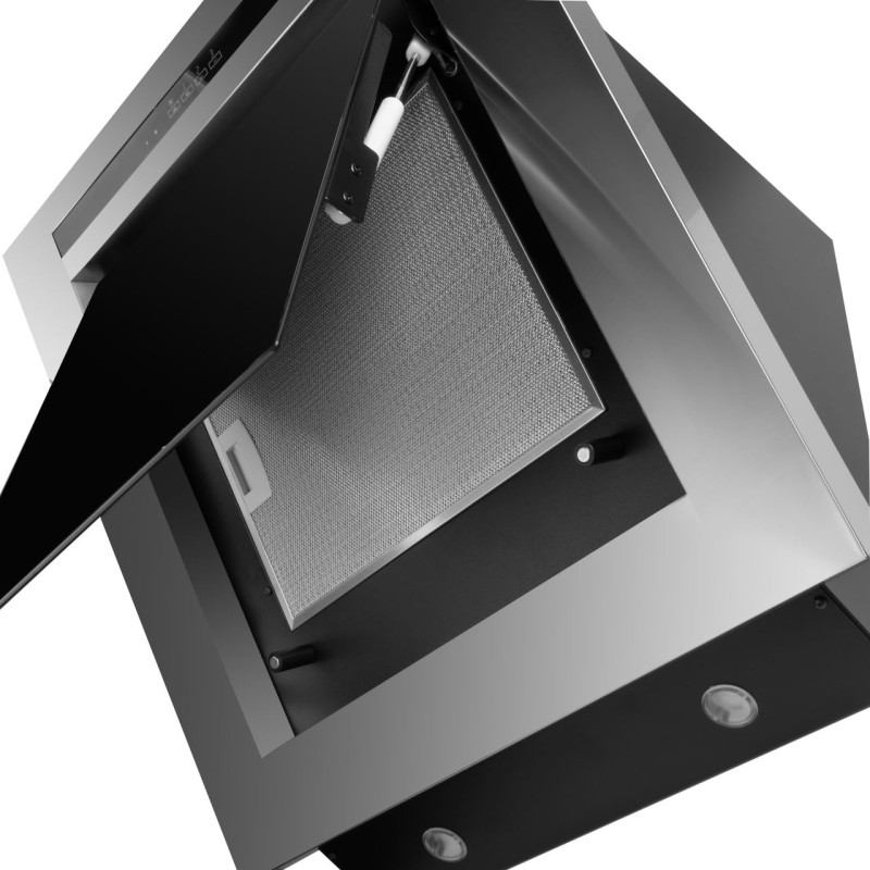 Hota incorporabila decorativa Hausberg HB-1255, Putere de absorbtie 650 m3/h, 1 motor, 60 cm, Filtru aluminiu, Negru/Argintiu