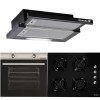 Pachet Incorporabil Hausberg Cuptor electric HB-8051IN, Clasa A, 76L, 2000W, Negru/Inox, Plita Incorporabila HB-563NG, 4 arzatoare, Gaz, Sticla, Negru, Hota incorporabila telescopica HB-1285NG, Putere de absorbtie 420 m3/h, 2 motoare