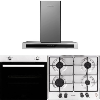 Pachet Cuptor Incorporabil Hausberg HB-8051IN, Electric, 76 l, 4 Functii, Clasa A + Plita Incorporabila Hausberg HB-555, 4 arzatoare, Gaz, Inox + Hota incorporabila decorativa Hausberg HB-1380, 450 m3/h, 1 motor, Touch control, LED, Filtru aluminiu