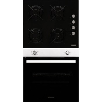 Pachet Incorporabil Cuptor Hausberg HB-8051IN, Electric, Putere 2000 W, 76 l, 4 Functii, Clasa A, Negru/Inox, Plita incorporabila Hausberg HB-563, Gaz, 4 arzatoare, Negru